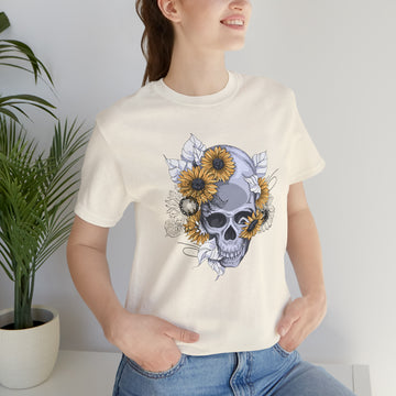 Sunflowers Skull Unisex Jersey Short Sleeve Tee / Sunflower  Tshirt / Skull tshirt