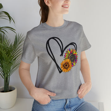 Sunflowers & Heart Unisex Jersey Short Sleeve Tee