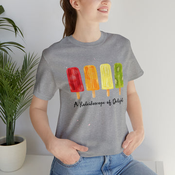 A Kaleidoscope of Delight-Vibrant Popsicle Summer T-Shirt,Cute Colorful Popsicle Print T-Shirt