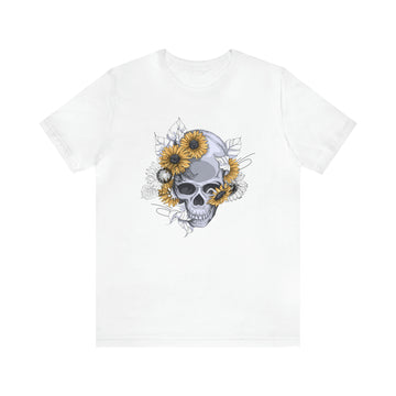 Sunflowers Skull Unisex Jersey Short Sleeve Tee / Sunflower  Tshirt / Skull tshirt