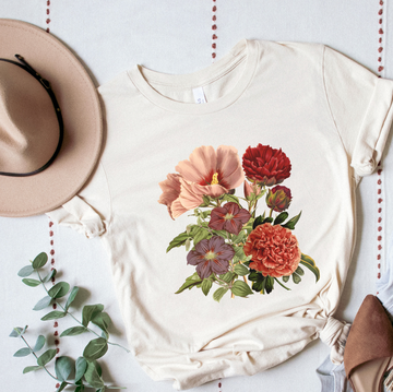 Botanical graphic T-shirt / Vintage Flowers Unisex Jersey Short Sleeve Tee