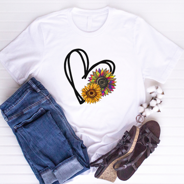 Sunflowers & Heart Unisex Jersey Short Sleeve Tee