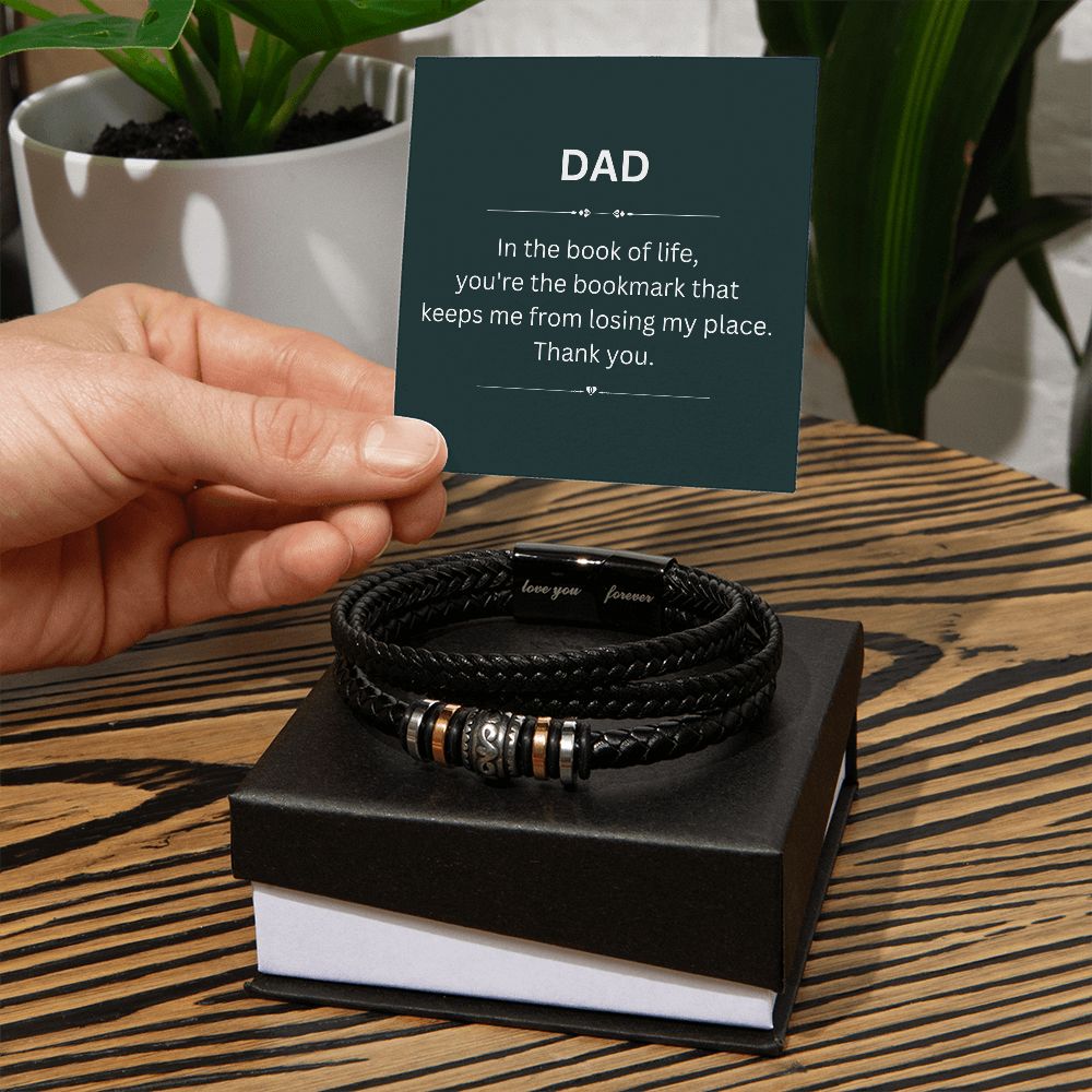 Dad, My Bookmark in Life - Message Card & Bracelet Gift Set