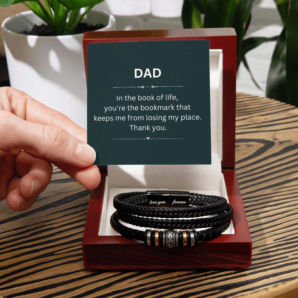 Dad, My Bookmark in Life - Message Card & Bracelet Gift Set