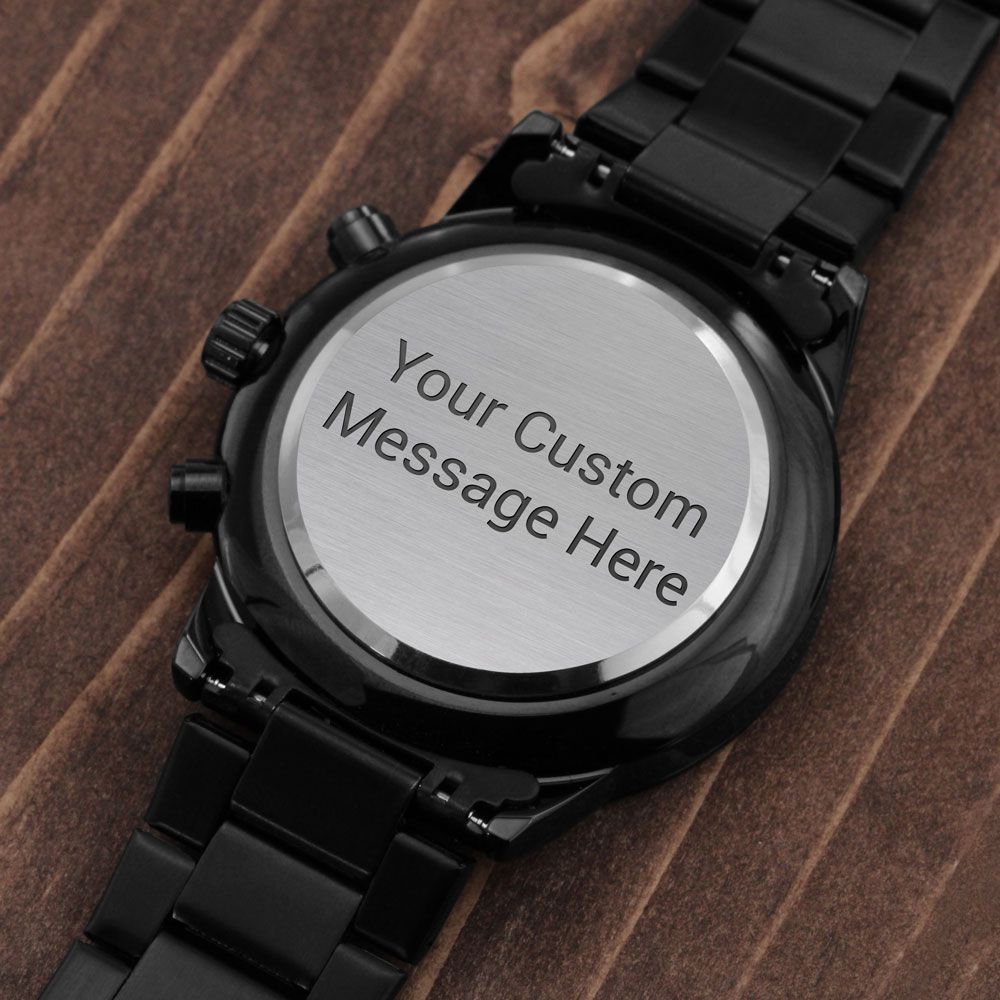 Personalized Gift for him, Black Chronograph Watch