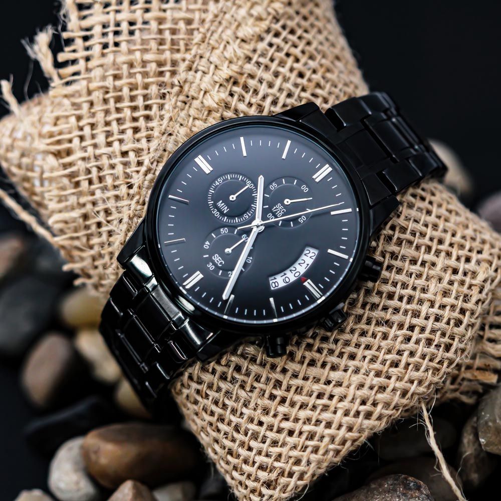 Chronograph Watch Black Gunmetal Color