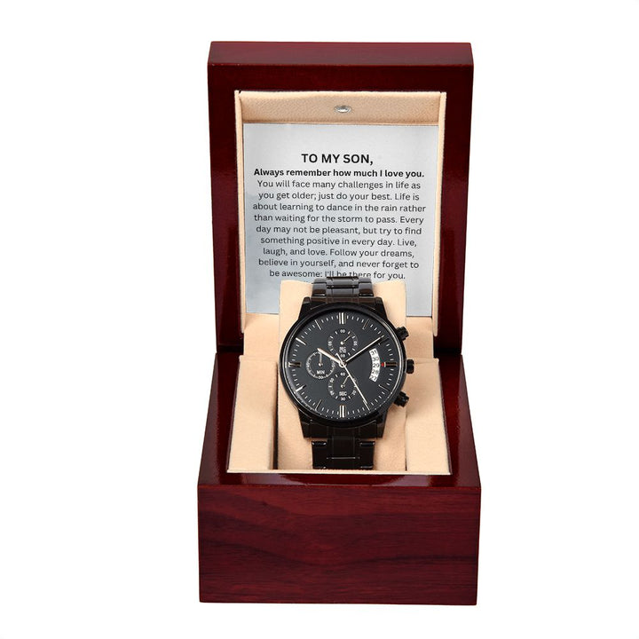 Men's Watch Black Chronograph, Happy Father's Day – Romance Me Gifts